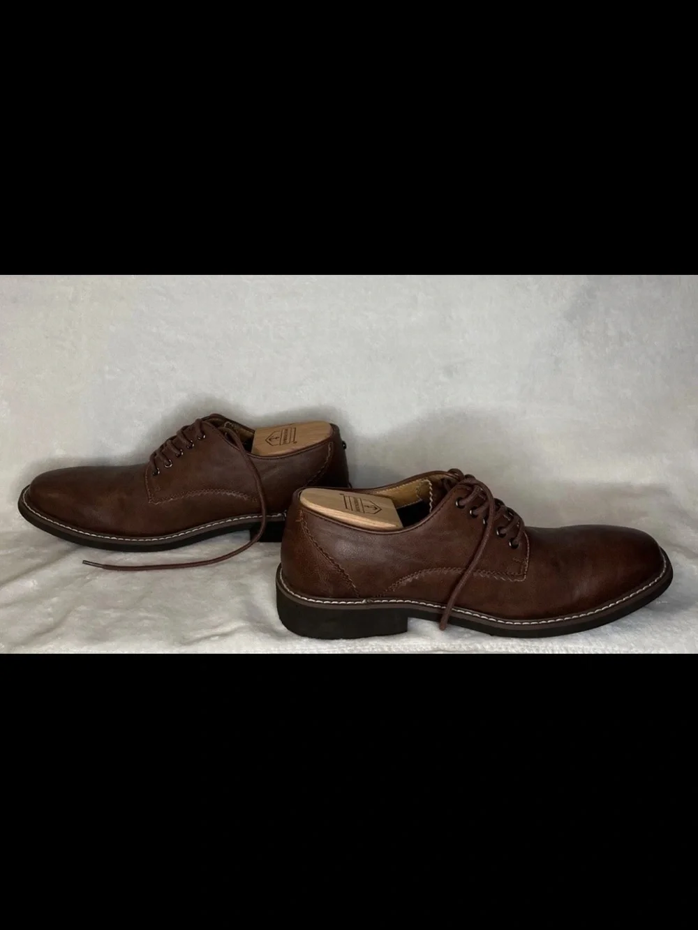 GUESS Men’s‎ Brown Leather Derby Shoes Size 8 Lace Up Casual Dress Shoes